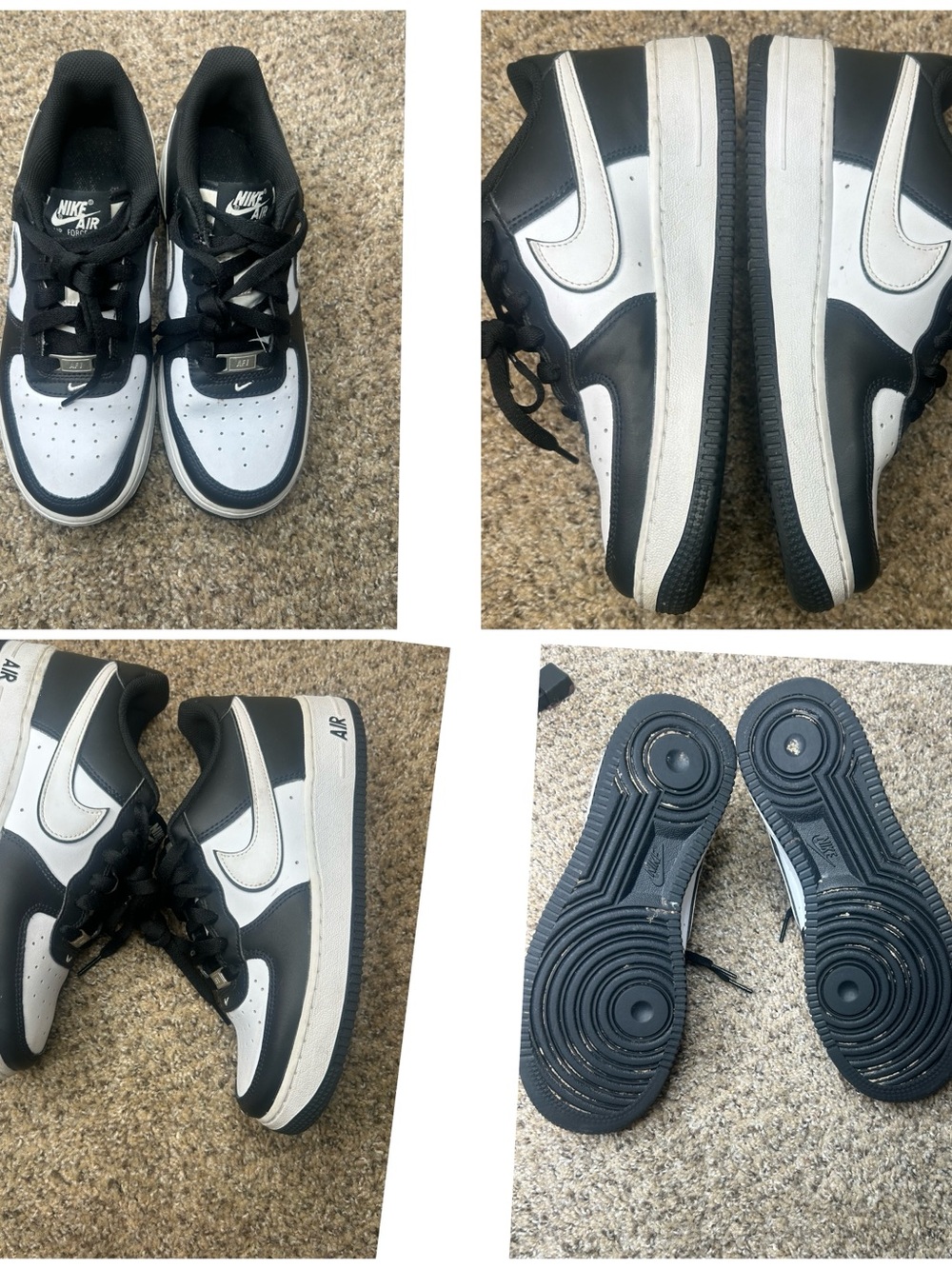 Nike Kids Black and White Low-Top Sneakers with Swoosh